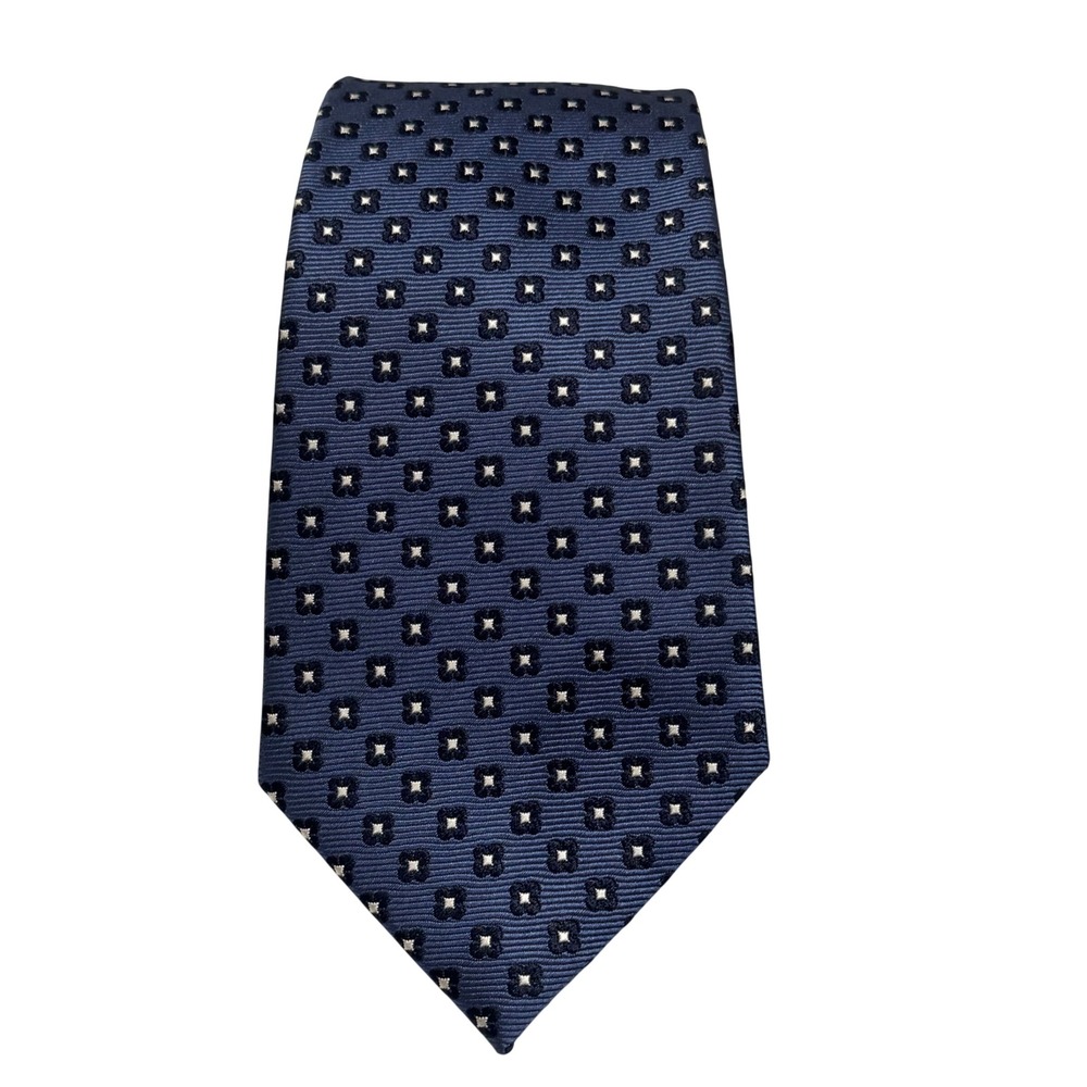 Suitsupply Silk Tie Mens One Size Blue Geometric Floral Medallion Preppy Classic